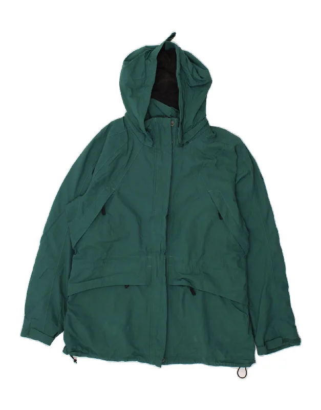 Women's Coats with Fur Trimmed HoodTIMBERLAND Womens Hooded Rain Jacket UK 14 Medium Green Nylon