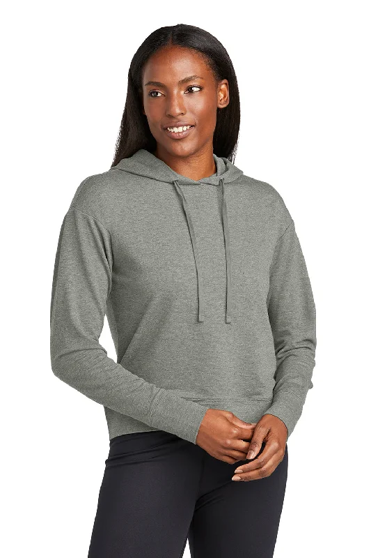 Women's Hooded Sweatshirts with Flared WaistSport-Tek Womens Sport-Wick Moisture Wicking Flex Fleece Hooded Sweatshirt Hoodie - Heather Light Grey